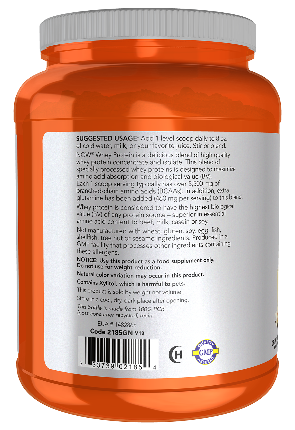 NOW Sports, Whey Protein 26 g With BCAAs, Creamy Vanilla Flavor, 2 lbs