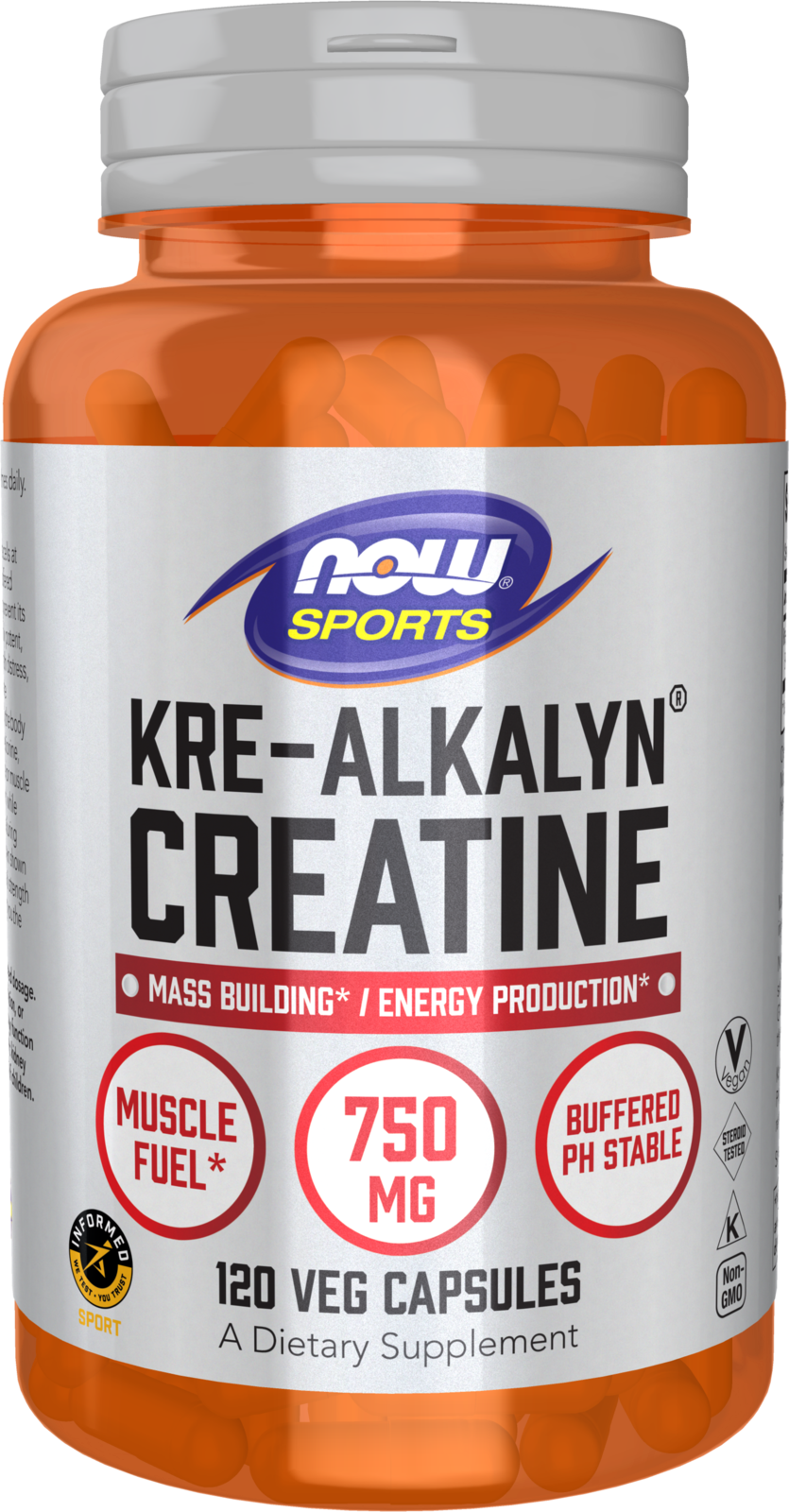 NOW Sports, Kre-Alkalyn PH Buffered Creatine 750 mg, Muscle Fuel*, 120 Caps