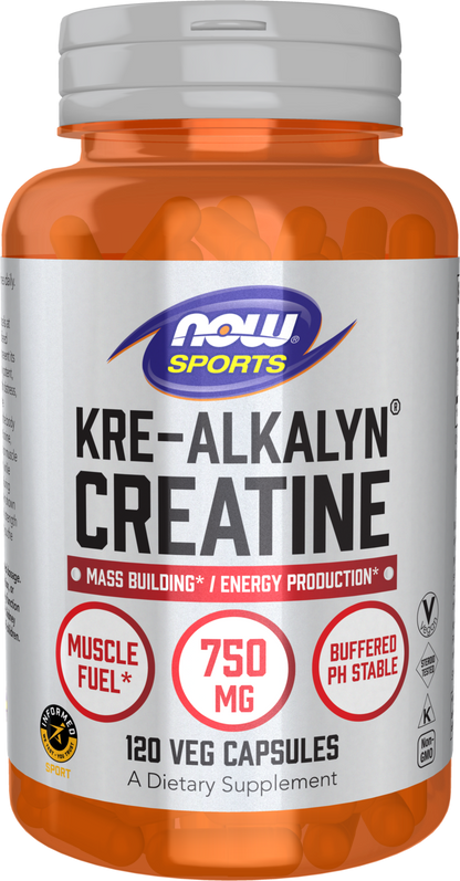 NOW Sports, Kre-Alkalyn PH Buffered Creatine 750 mg, Muscle Fuel*, 120 Caps