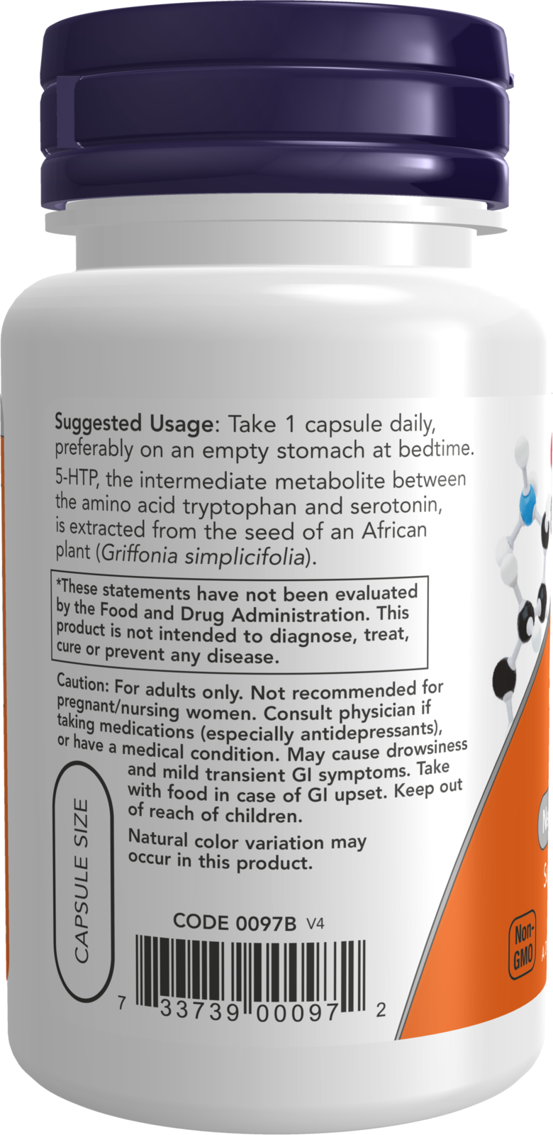 NOW Supplements, 5-HTP (5-hydroxytryptophan) 50 mg, 30 Veg Caps