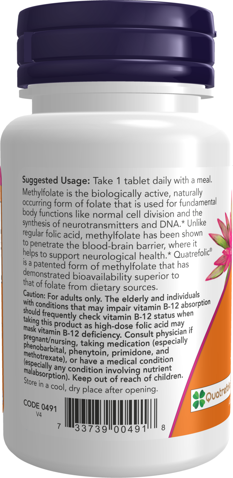 NOW Supplements, Methyl Folate 1000 mcg, Co-Enzyme B Vitamin, 90 Tabs