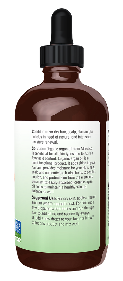 NOW Solutions, Organic Argan Oil, "Gold of Morocco" Multi-Purpose, 4 fl. oz