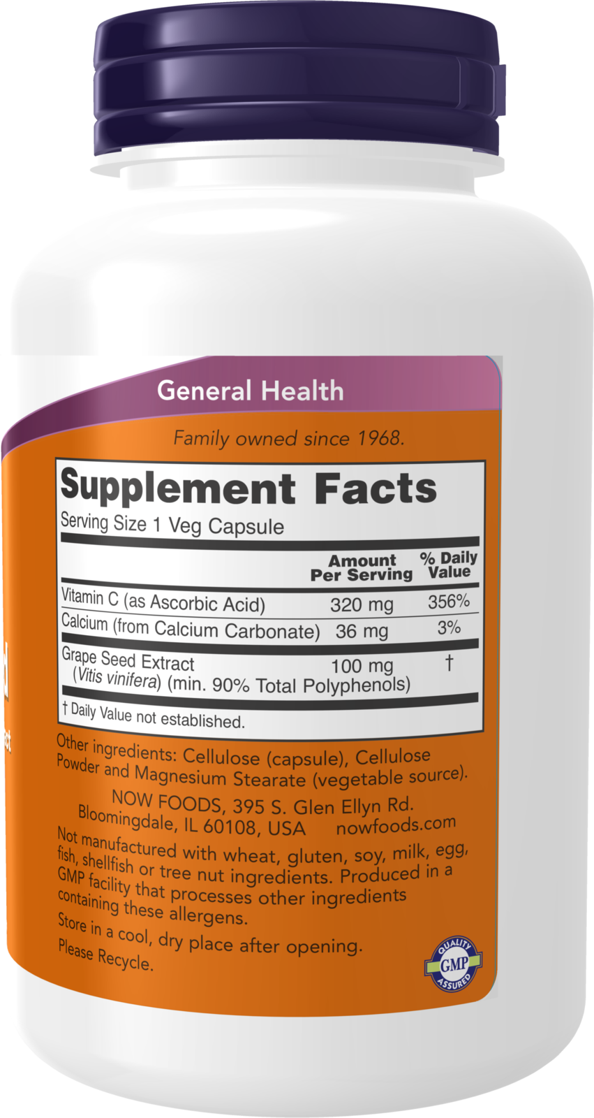 NOW Supplements, Grape Seed 100 mg, with Vitamin C, 200 Veg Caps