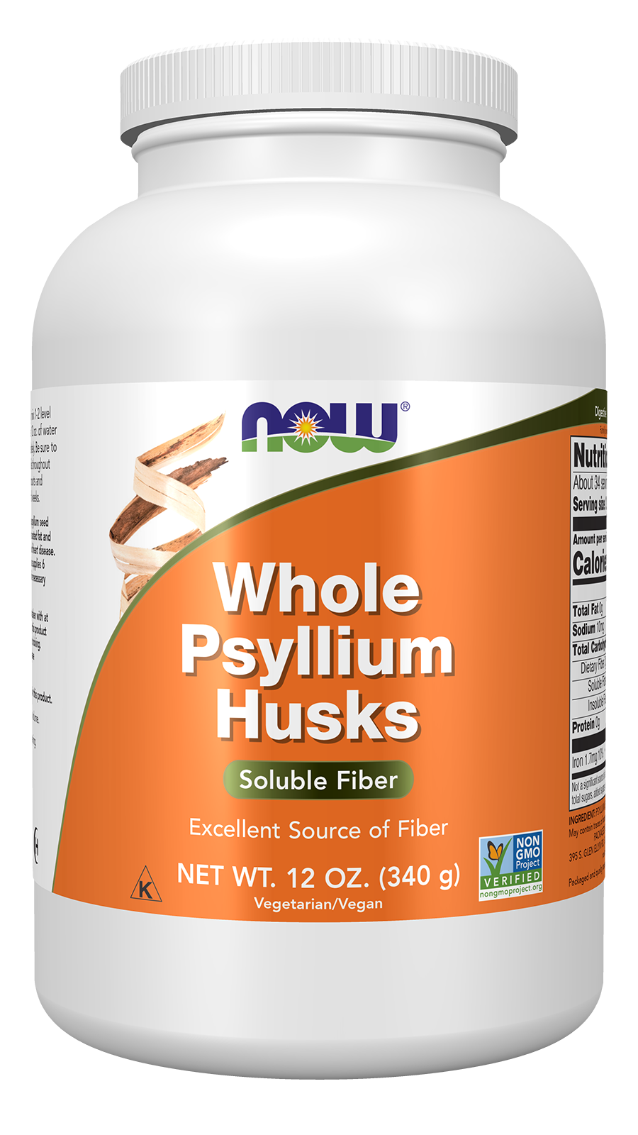 NOW Supplements, Whole Psyllium Husks, Soluble Fiber, 12 oz
