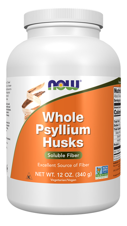 NOW Supplements, Whole Psyllium Husks, Soluble Fiber, 12 oz