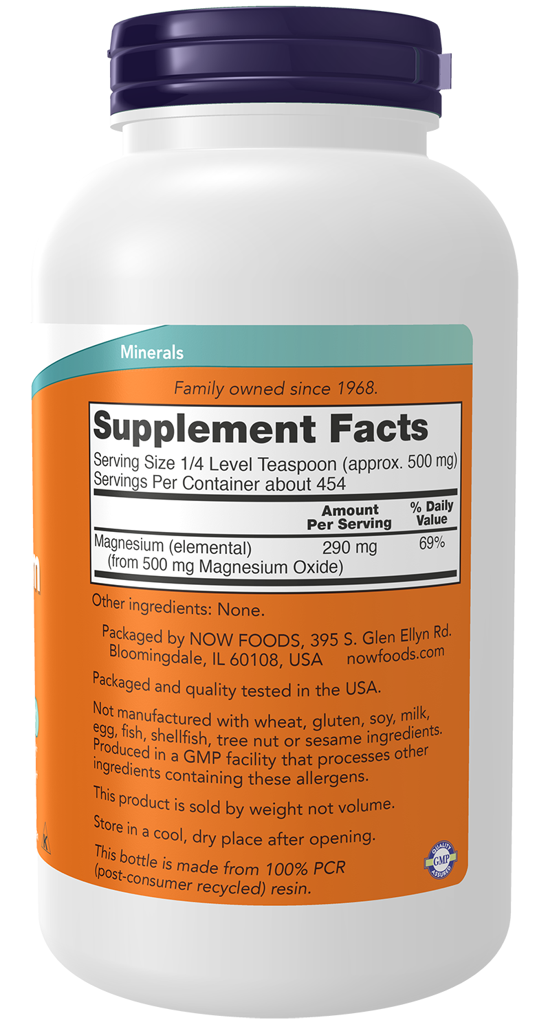 NOW Supplements, Magnesium Oxide, Enzyme Function*, 8 oz