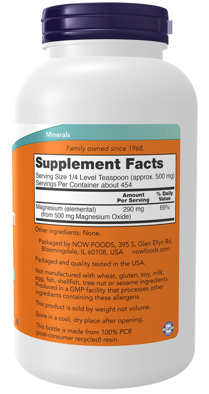 NOW Supplements, Magnesium Oxide, Enzyme Function*, 8 oz