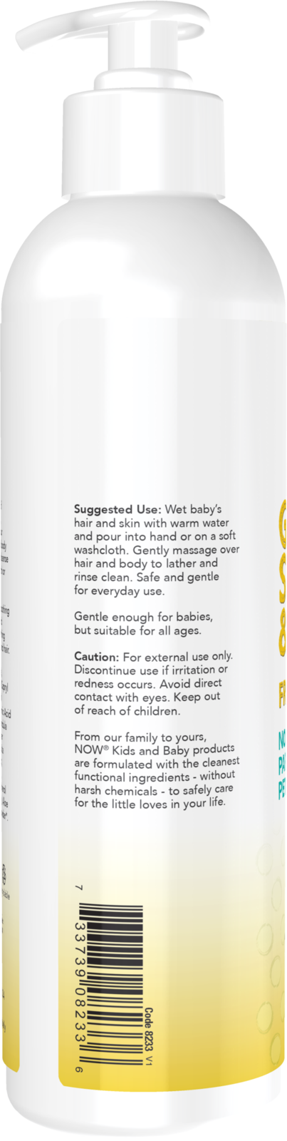 NOW Baby, Gentle Shampoo & Wash, Fragrance Free with No Artificial Fragrance, Parabens, Phthalates, Petrolatum or Sulfates, 8-Ounce