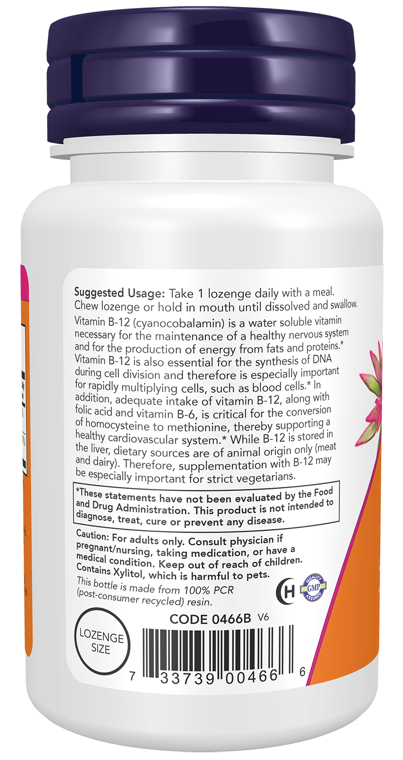 NOW Supplements, Vitamin B-12 1,000 mcg w Folic Acid, 100 Chewable Lozenges