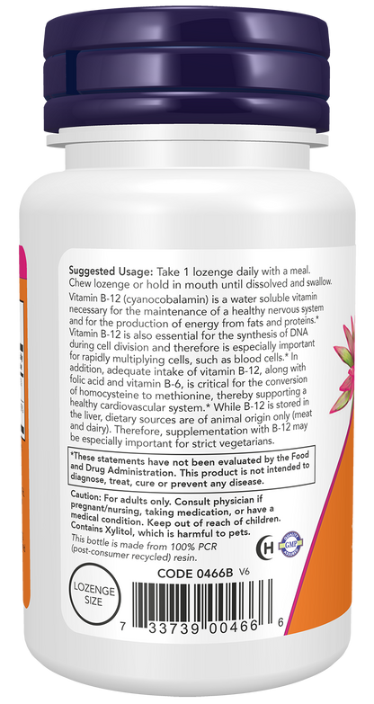 NOW Supplements, Vitamin B-12 1,000 mcg w Folic Acid, 100 Chewable Lozenges