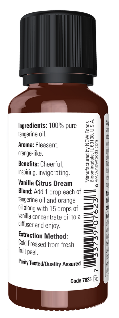 NOW Essential Oils, Tangerine Oil, Undiluted, Cold Pressed, 1 fl. oz
