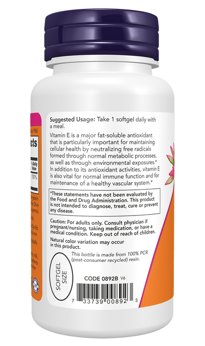 NOW Supplements, Vitamin E-400 IU Mixed Tocopherols, 100 Softgels