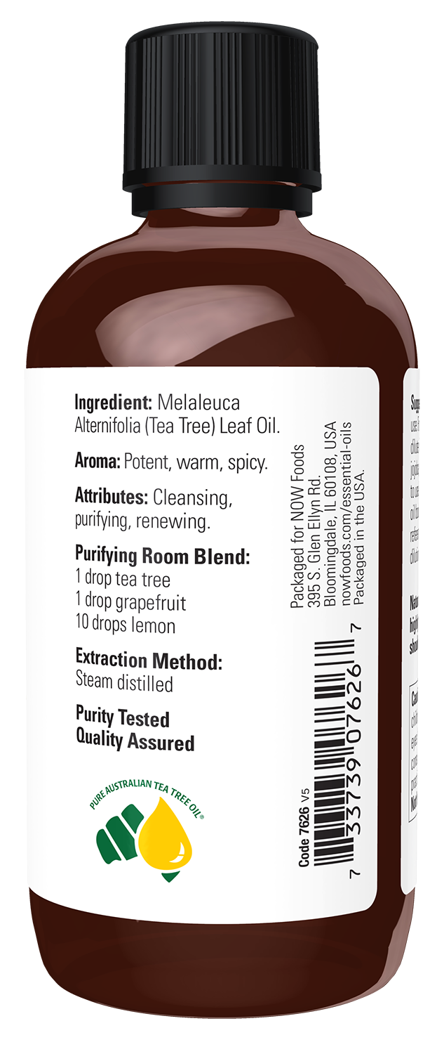 NOW Essential Oils, Tea Tree Oil, Steam Distilled, Undiluted, 4 fl. oz