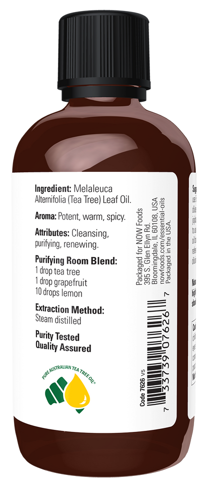 NOW Essential Oils, Tea Tree Oil, Steam Distilled, Undiluted, 4 fl. oz