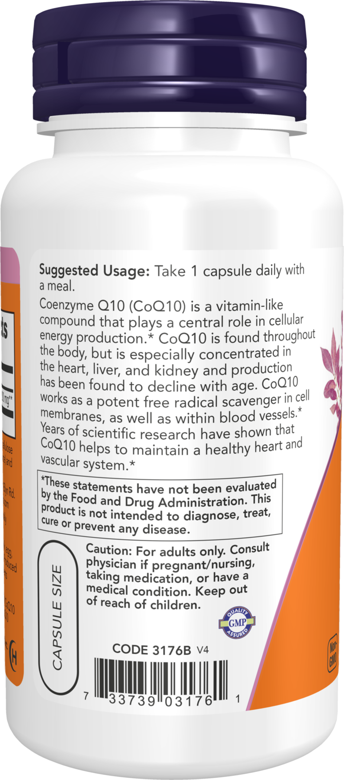 NOW Supplements, CoQ10 200 mg, Pharmaceutical Grade, 60 Veg Caps