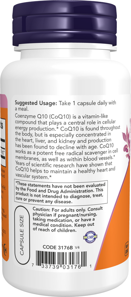 NOW Supplements, CoQ10 200 mg, Pharmaceutical Grade, 60 Veg Caps