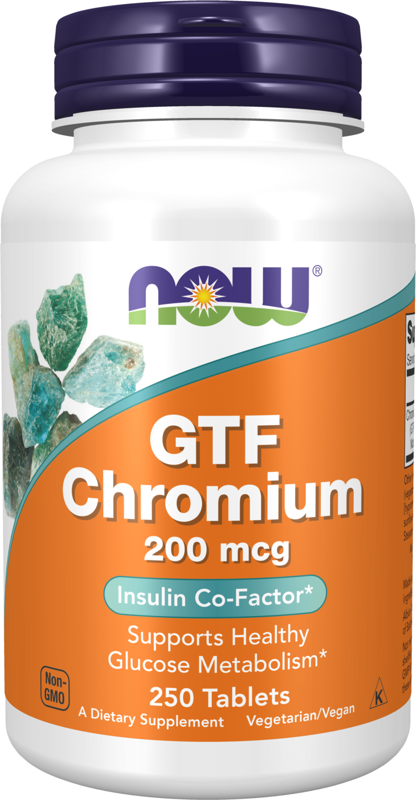NOW Supplements, GTF (Glucose Tolerance Factor) Chromium 200 mcg, 250 Tabs