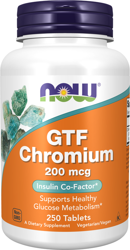 NOW Supplements, GTF (Glucose Tolerance Factor) Chromium 200 mcg, 250 Tabs