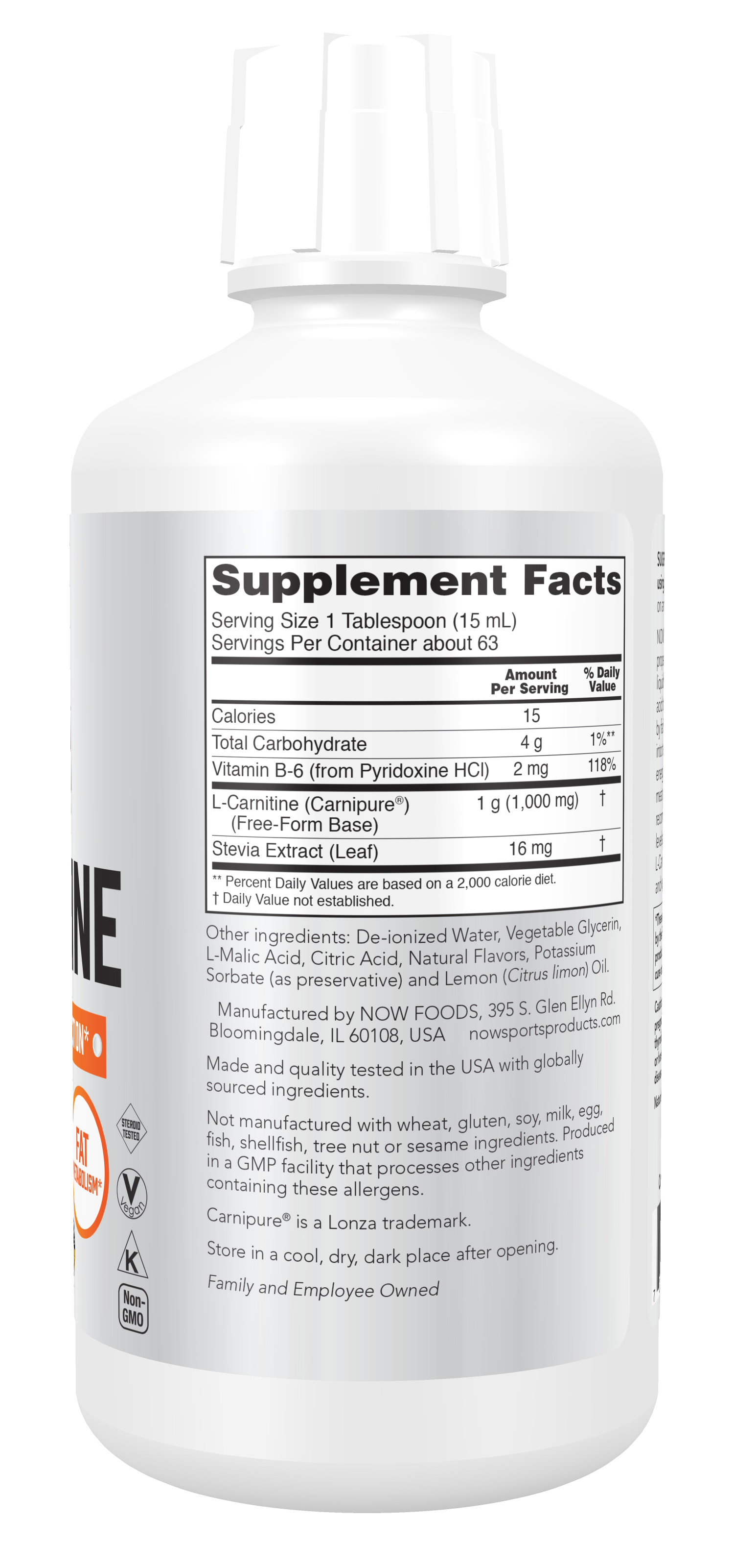 NOW Sports, L-Carnitine Liquid 1,000 mg, Citrus, 32 fl. oz