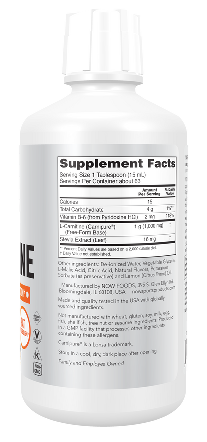 NOW Sports, L-Carnitine Liquid 1,000 mg, Citrus, 32 fl. oz