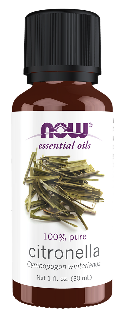 NOW Essential Oils, Citronella Oil, Undiluted, Steam Distilled, 1 fl. oz