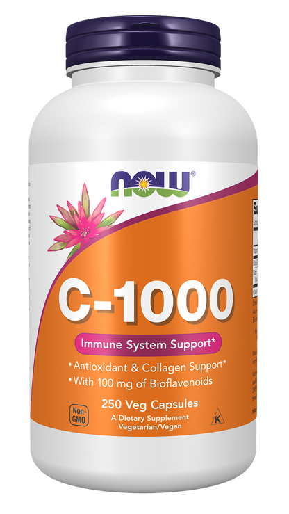 NOW Supplements, Vitamin C-1,000 with 100 mg of Bioflavonoids, 250 Veg Caps