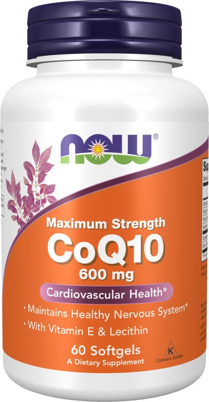 NOW Supplements, CoQ10 600 mg, with Vitamin E & Lecithin, 60 Softgels