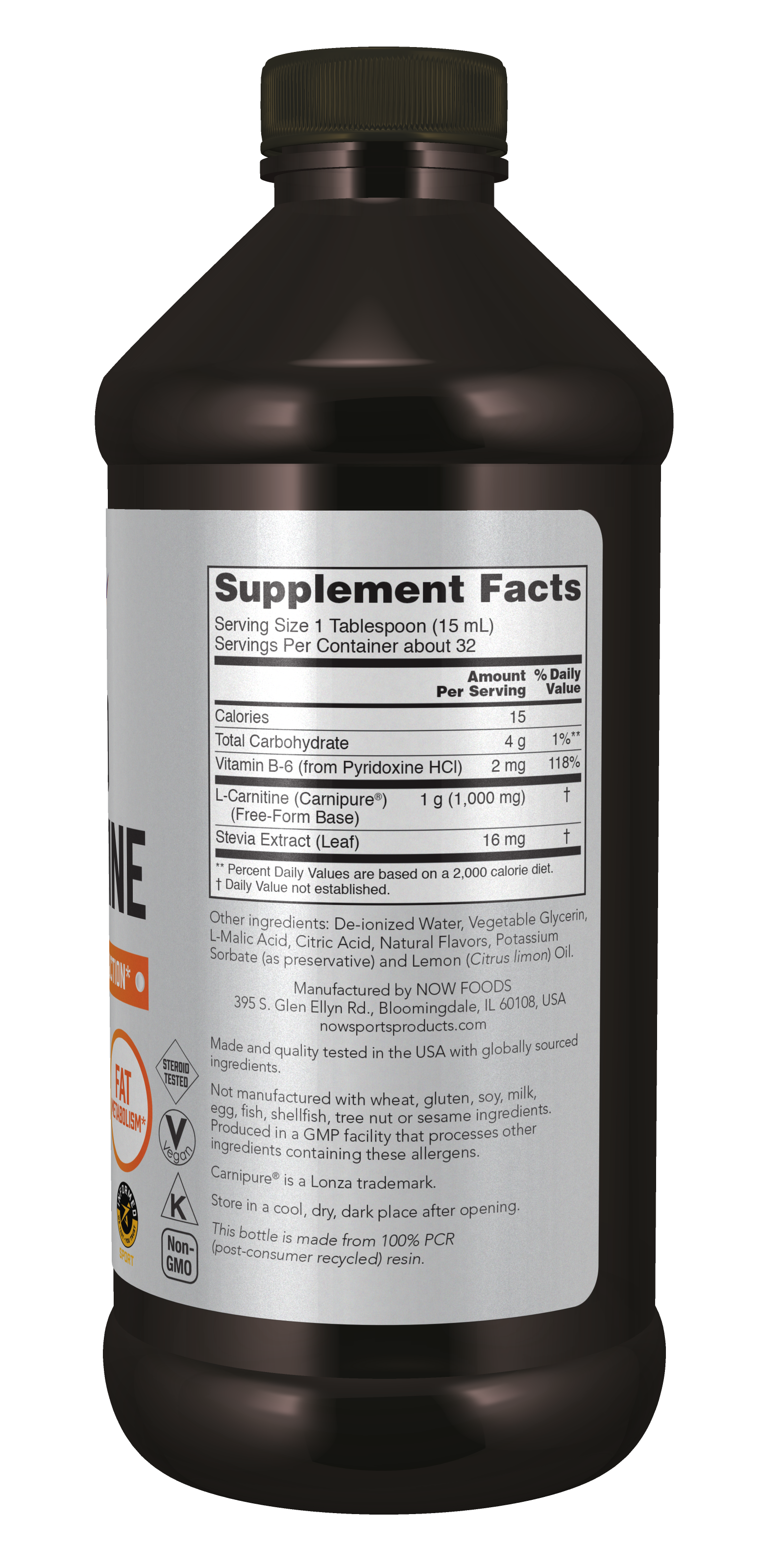 NOW Sports, L-Carnitine Liquid 1,000 mg, Citrus, 16 fl. oz