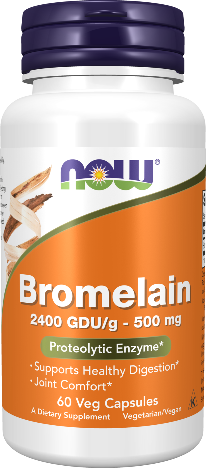 NOW Supplements, Bromelain 2,400 GDU/g - 500 mg, 60 Veg Caps