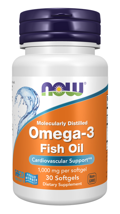 NOW Supplements, Omega-3, Molecularly Distilled, 30 Softgels