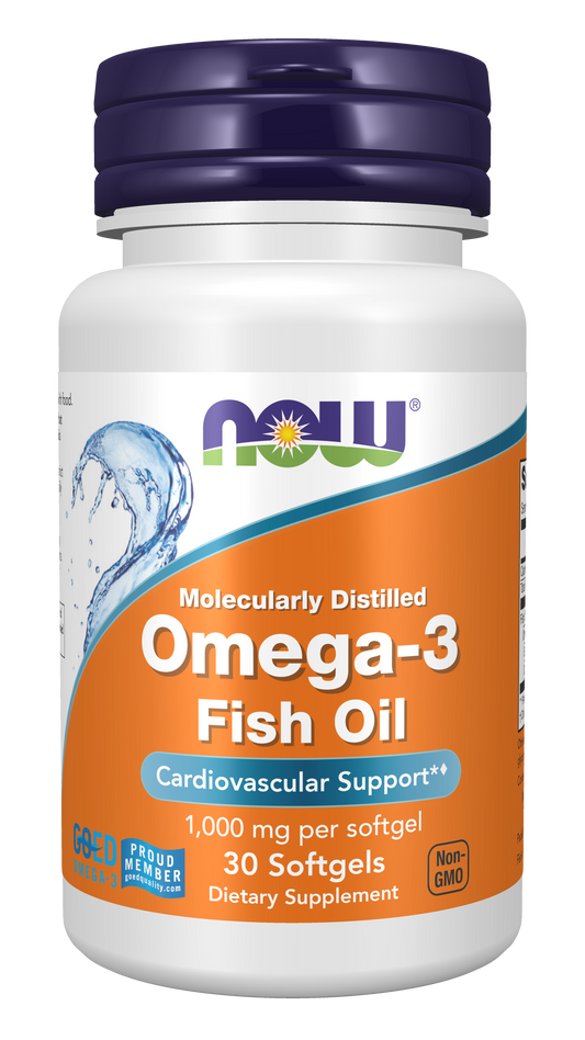 NOW Supplements, Omega-3, Molecularly Distilled, 30 Softgels