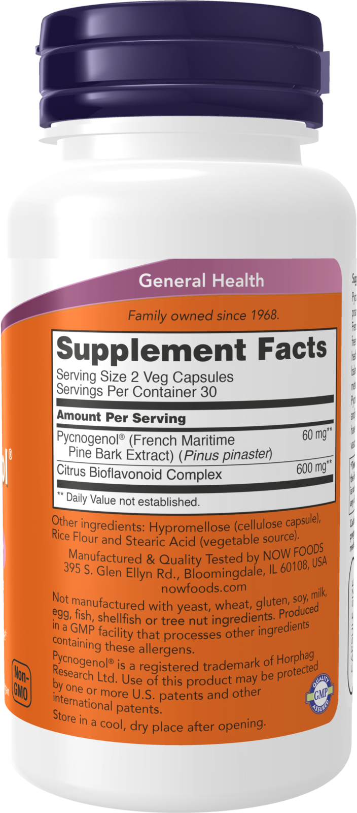 NOW Supplements, Pycnogenol 30 mg with 300 mg Bioflavonoids, 60 Veg Caps
