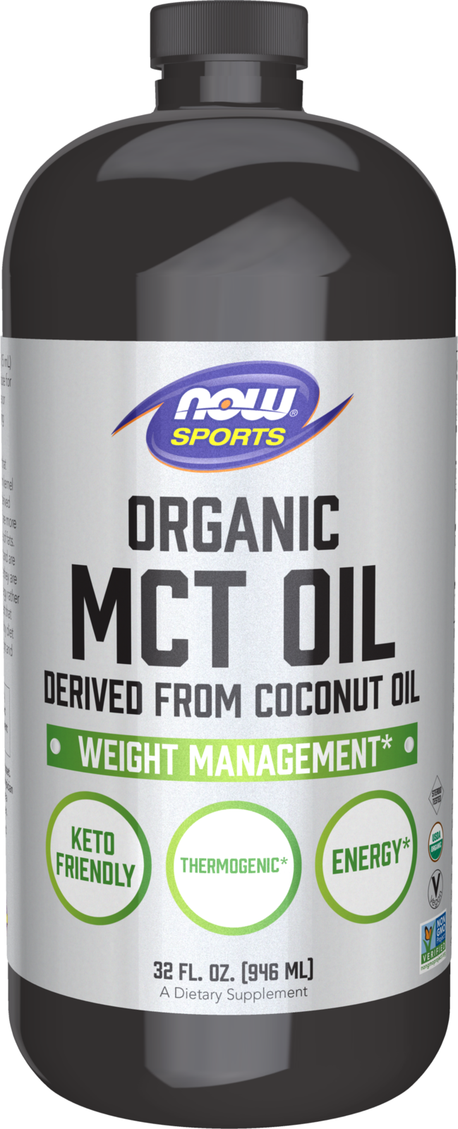 NOW Sports, Organic MCT Oil 14 g, Plastic Bottle, 32 fl. oz
