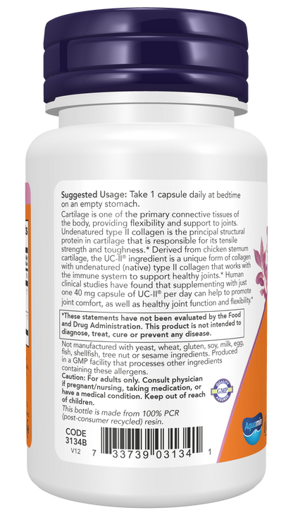 NOW Supplements, UC-II Type II Collagen w/ Undenatured Type II, 60 Veg Caps