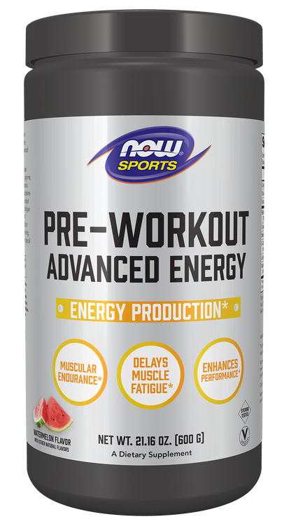 NOW Sports, Pre-Workout Advanced Energy Powder, Watermelon,  21.16 oz