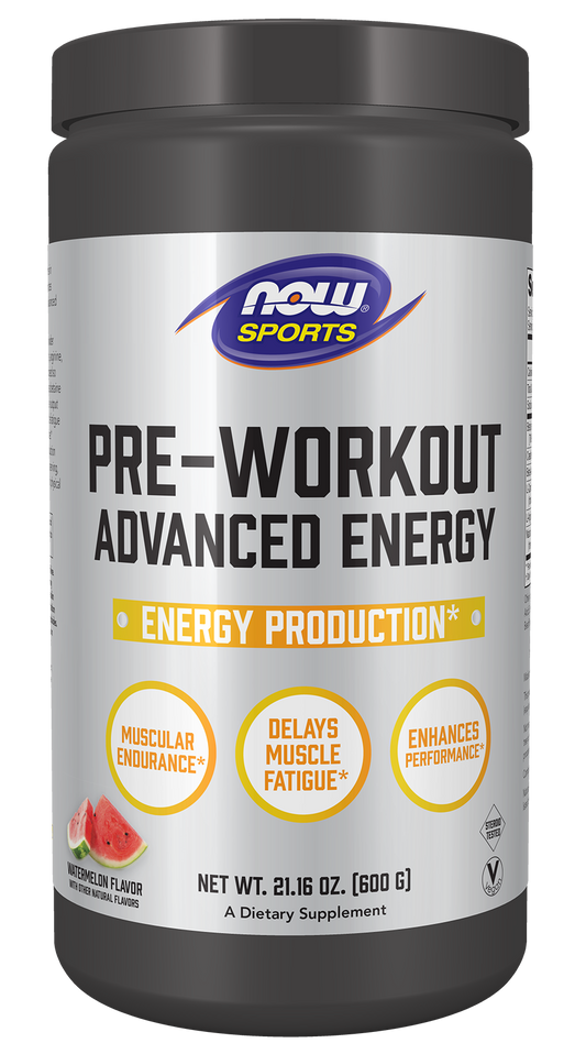 NOW Sports, Pre-Workout Advanced Energy Powder, Watermelon,  21.16 oz