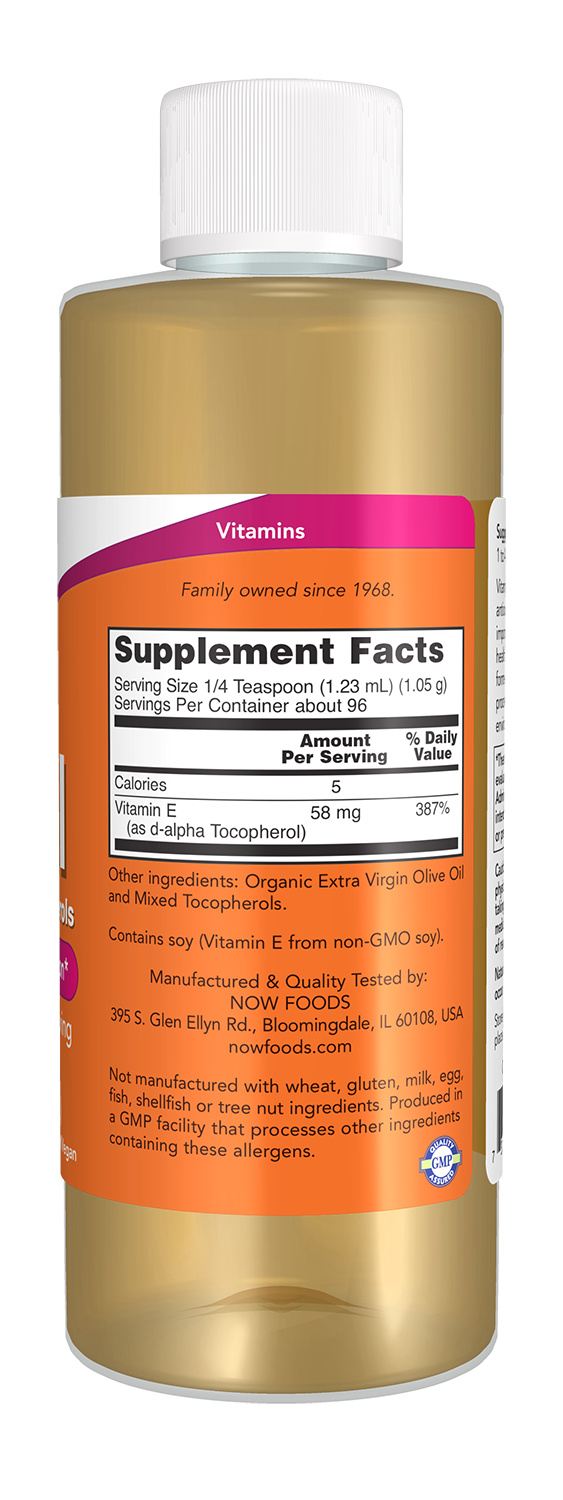 NOW Supplements, Vitamin E-Oil plus Mixed Tocopherols,  4-oz