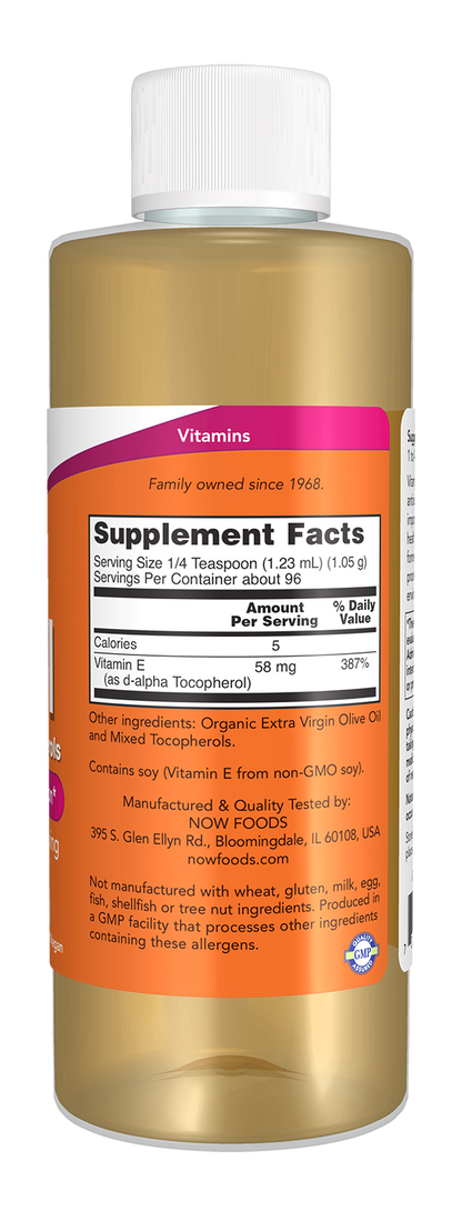 NOW Supplements, Vitamin E-Oil plus Mixed Tocopherols,  4-oz