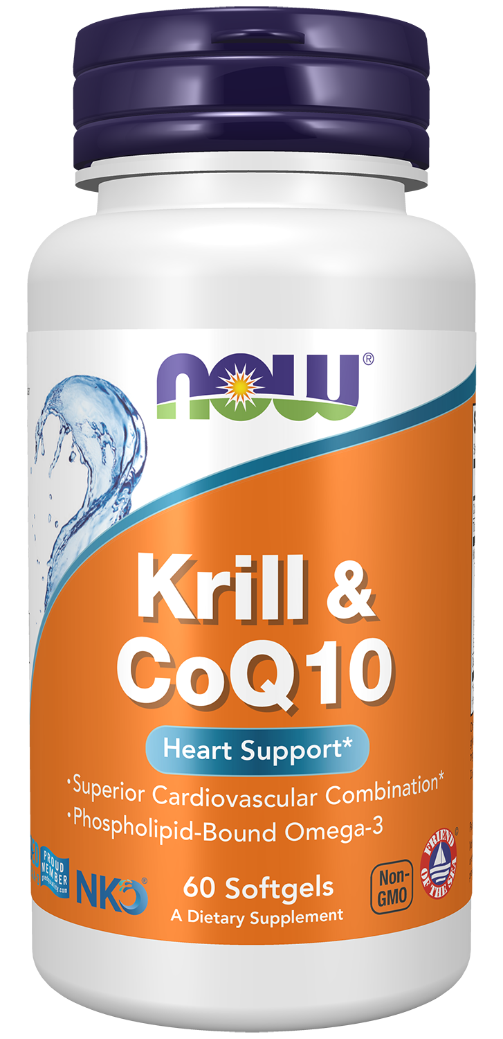NOW Supplements, Krill & CoQ10, Heart Support*, 60 Softgels