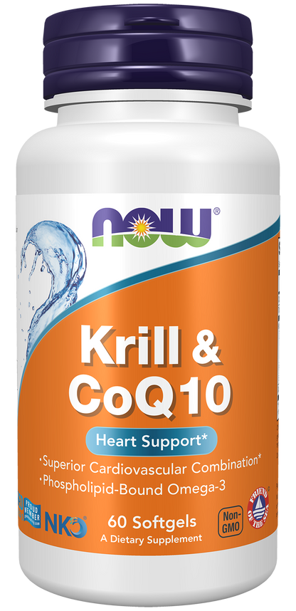 NOW Supplements, Krill & CoQ10, Heart Support*, 60 Softgels