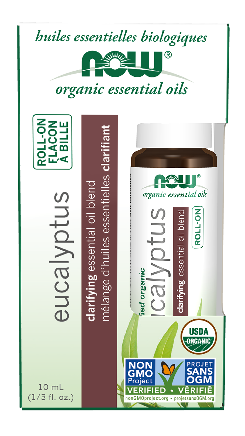 NOW Essential Oils, Organic Eucalyptus Clarifying Roll-On, 10 mL