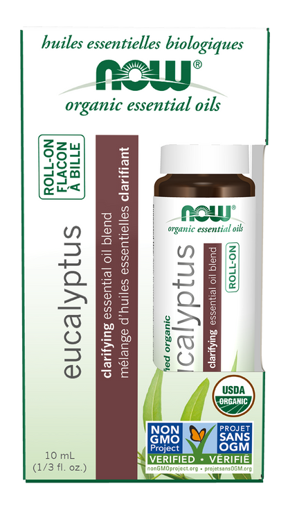 NOW Essential Oils, Organic Eucalyptus Clarifying Roll-On, 10 mL