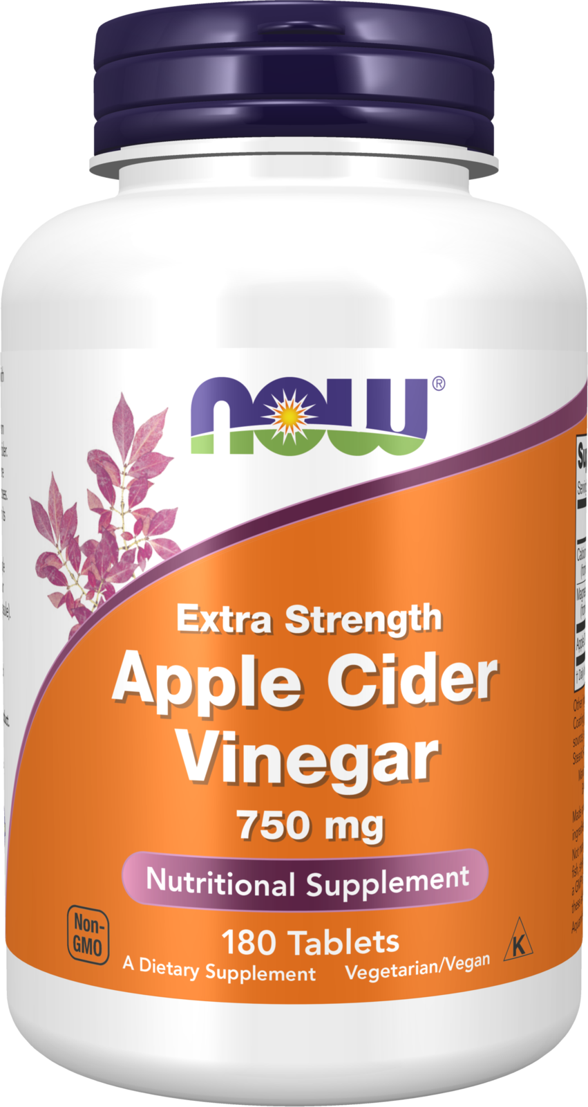 NOW Supplements, Apple Cider Vinegar 750 mg, Extra Strength, 180 Tabs