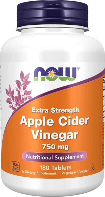 NOW Supplements, Apple Cider Vinegar 750 mg, Extra Strength, 180 Tabs