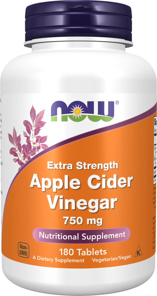 NOW Supplements, Apple Cider Vinegar 750 mg, Extra Strength, 180 Tabs