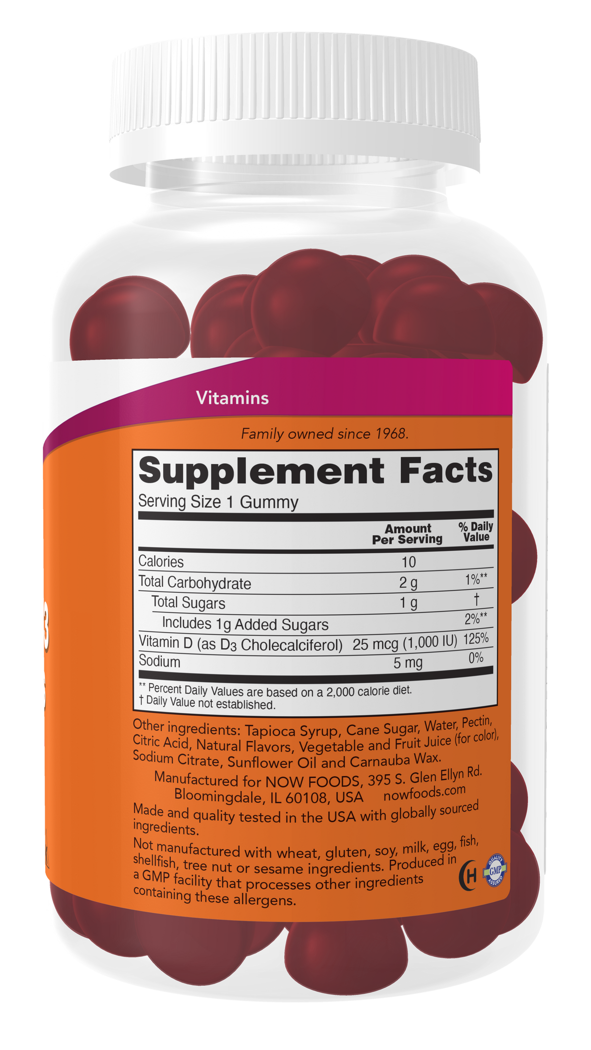 NOW Supplements, Vitamin D3 Gummies, Bone and Immune Health*, 90 Gummies
