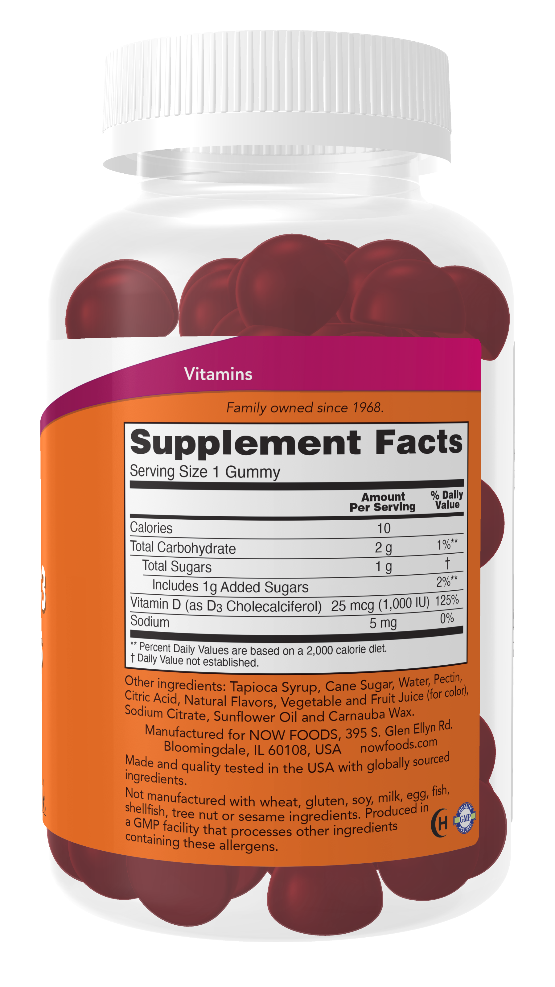 NOW Supplements, Vitamin D3 Gummies, Bone and Immune Health*, 90 Gummies