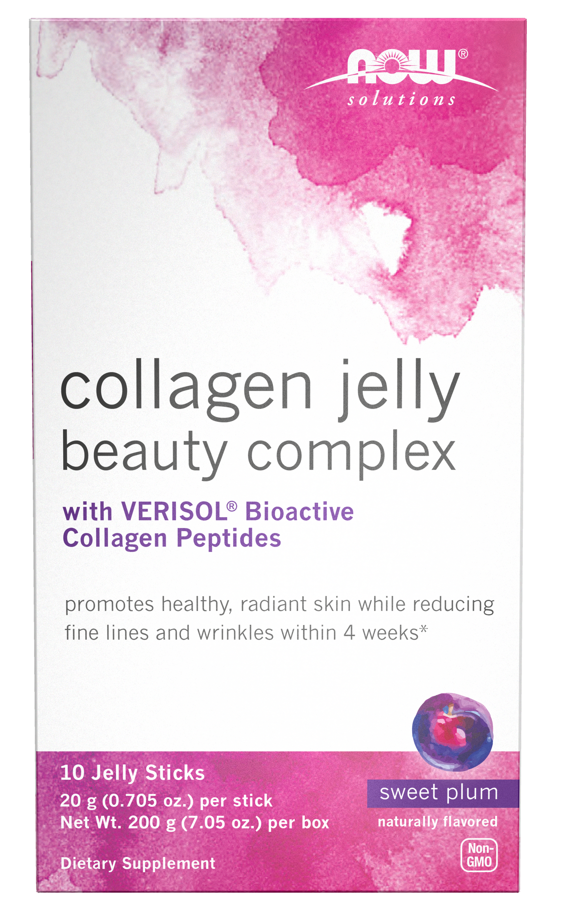 NOW Solutions, Collagen Jelly Beauty Complex, Plum, 10 Jelly Sticks