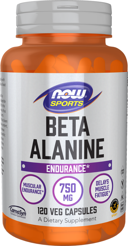NOW Sports, Beta-Alanine 750 mg, Delays Muscle Fatigue*, 120 Veg Caps