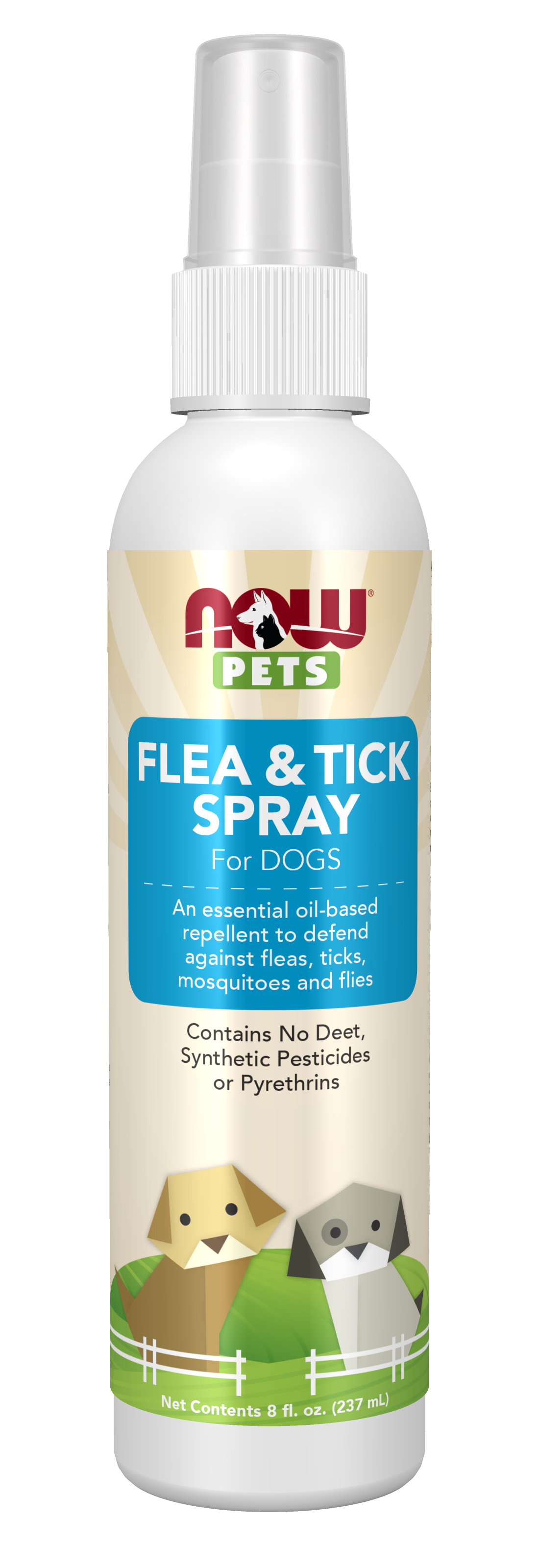 NOW Pet Health, Flea and Tick Spray For Dogs, Essential Oils, 8-Ounce